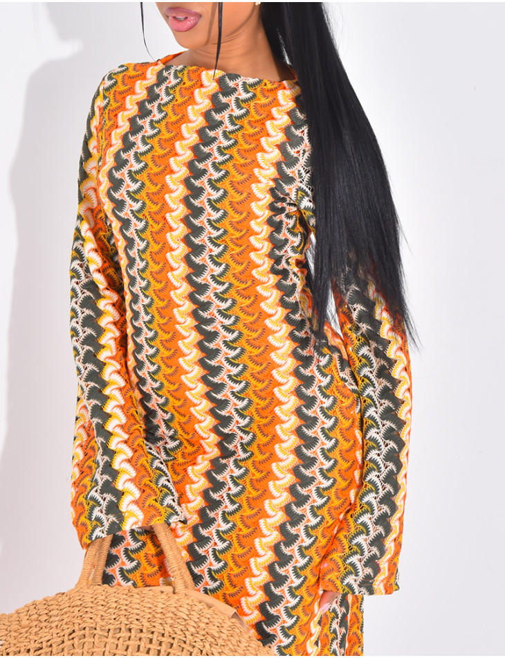 Robe longue en crochet multicolore