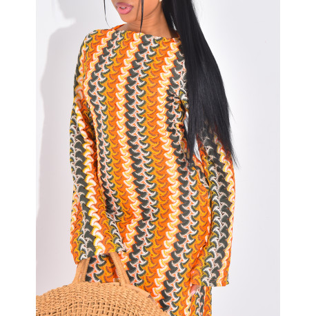 Robe longue en crochet multicolore
