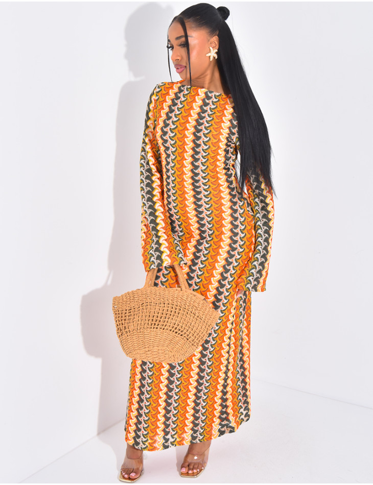 Robe longue en crochet multicolore