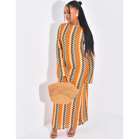 Robe longue en crochet multicolore