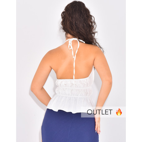 Halter croptop with tie at collar