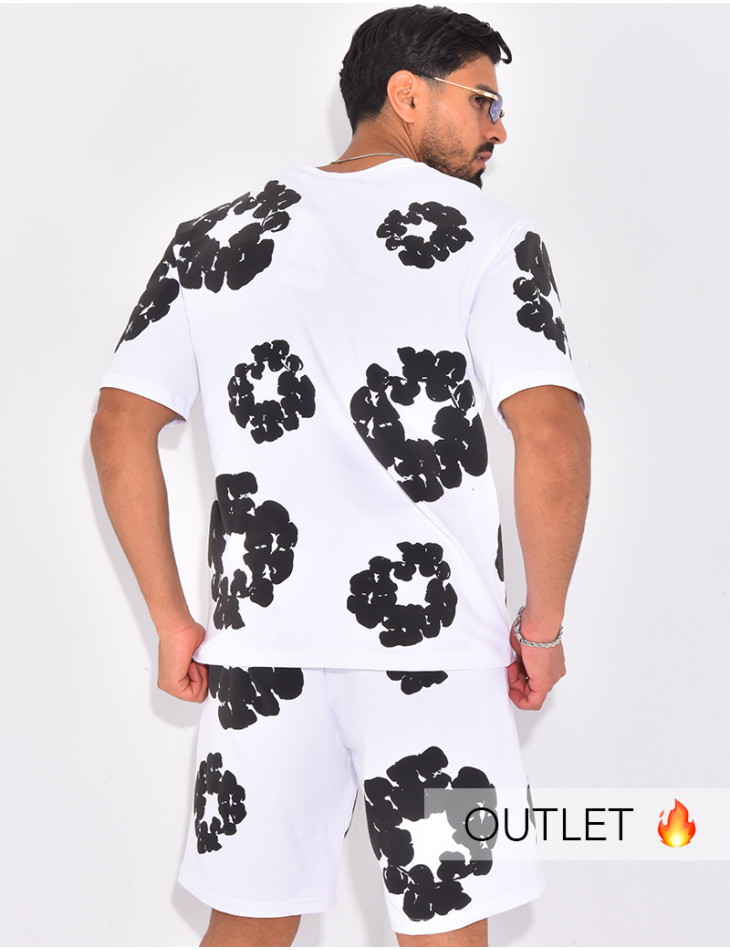Ensemble short et t-shirt à fleurs
