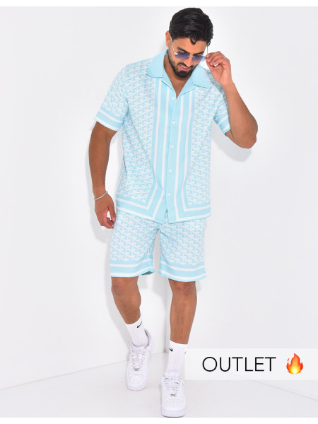 Ensemble short et chemise à motifs géométriques