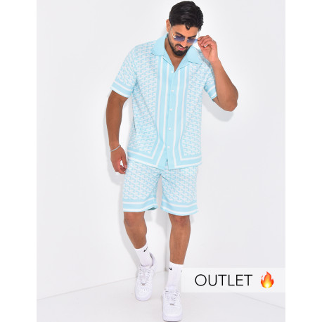 Ensemble short et chemise à motifs géométriques