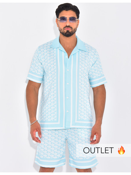 Ensemble short et chemise à motifs géométriques