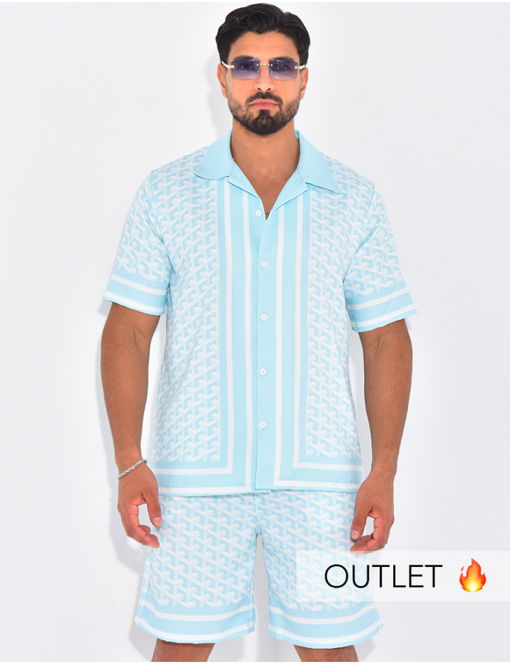 Ensemble short et chemise à motifs géométriques