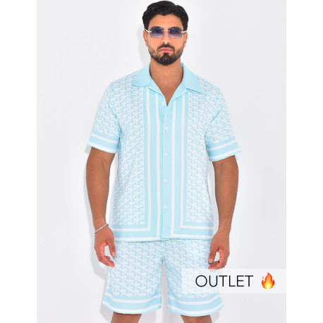 Ensemble short et chemise à motifs géométriques