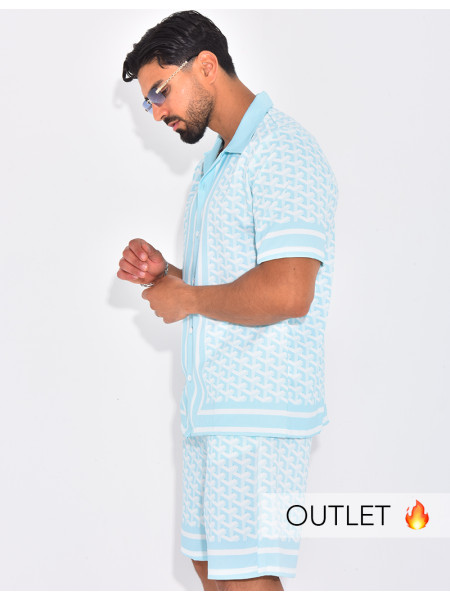 Ensemble short et chemise à motifs géométriques