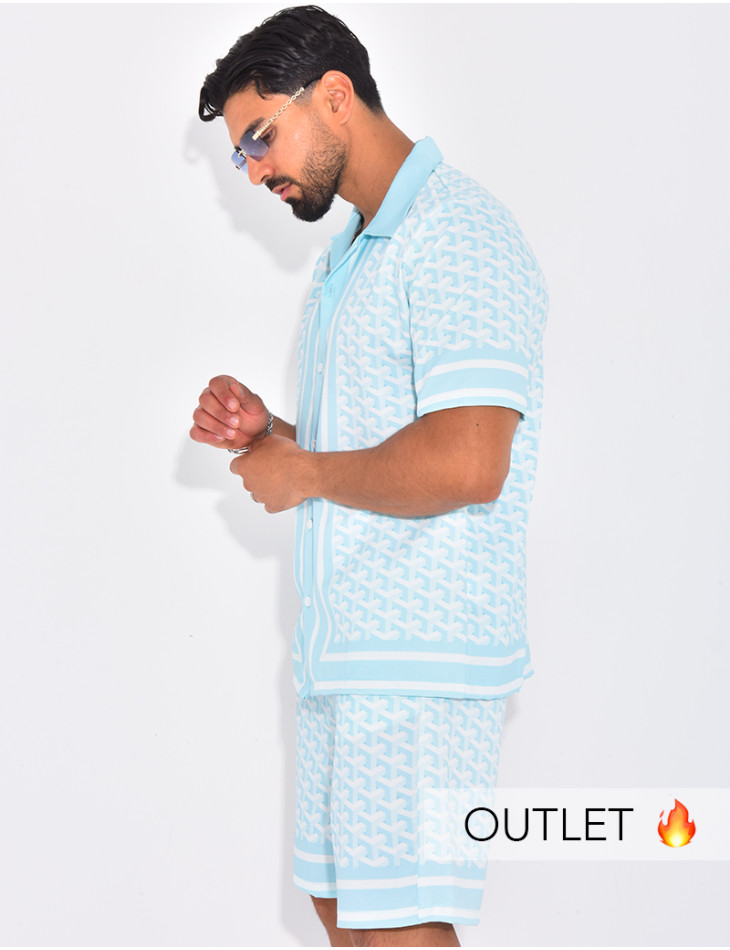 Ensemble short et chemise à motifs géométriques