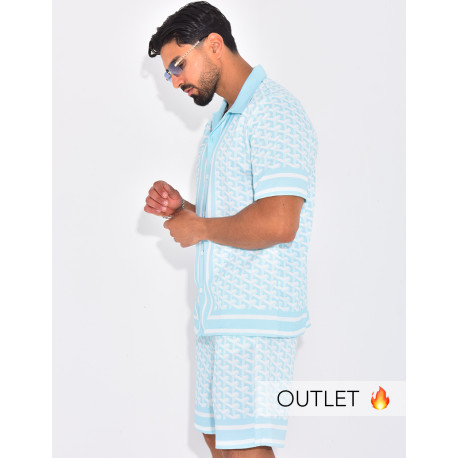 Ensemble short et chemise à motifs géométriques