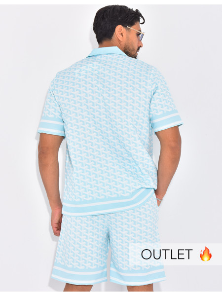 Ensemble short et chemise à motifs géométriques