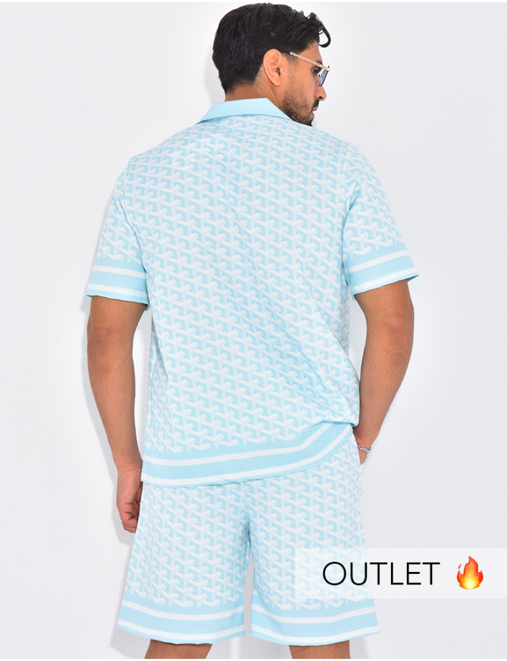 Ensemble short et chemise à motifs géométriques