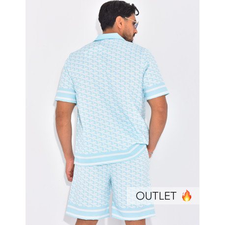 Ensemble short et chemise à motifs géométriques
