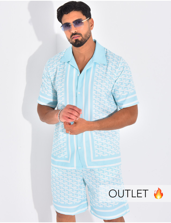 Ensemble short et chemise à motifs géométriques
