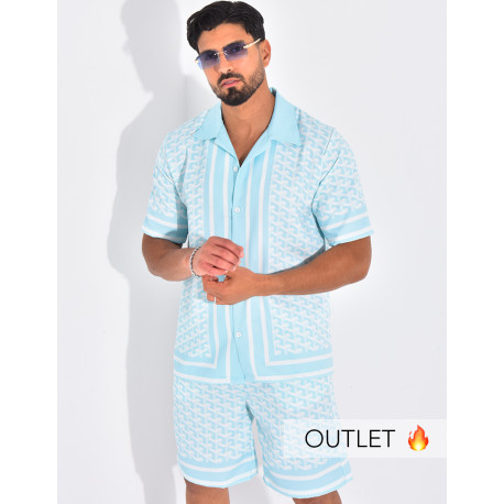 Ensemble short et chemise à motifs géométriques