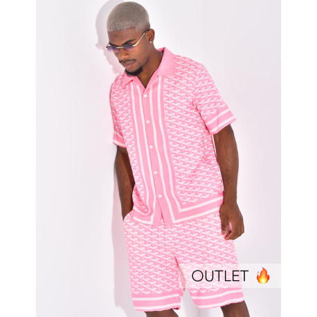 Ensemble short et chemise à motifs géométriques