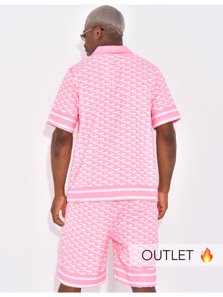 Ensemble short et chemise à motifs géométriques