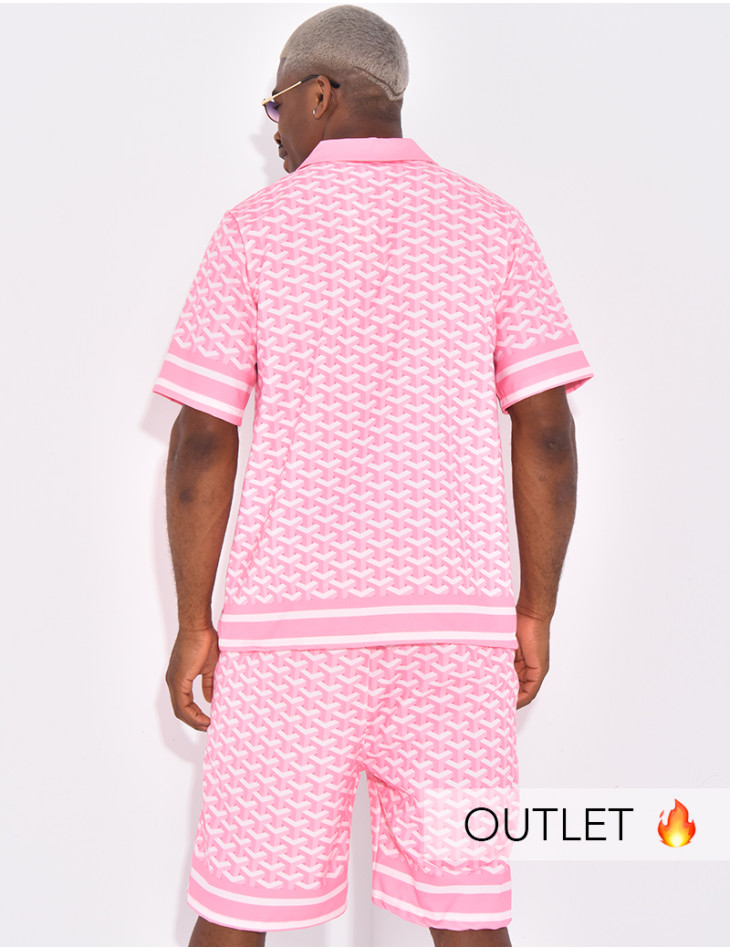 Ensemble short et chemise à motifs géométriques