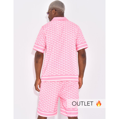 Ensemble short et chemise à motifs géométriques