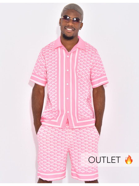 Ensemble short et chemise à motifs géométriques