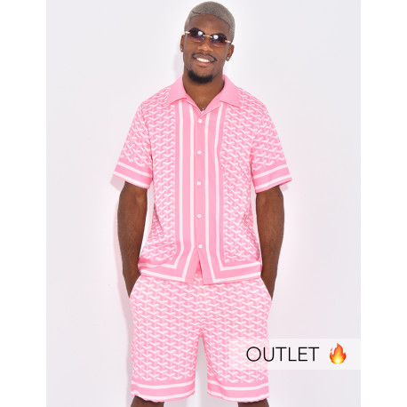 Ensemble short et chemise à motifs géométriques