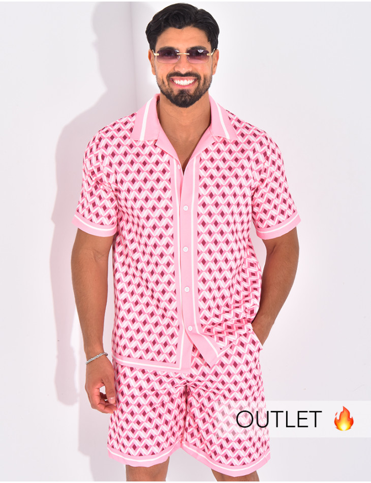 Ensemble short et chemise à motifs géométriques