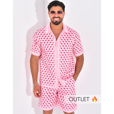 Ensemble short et chemise à motifs géométriques