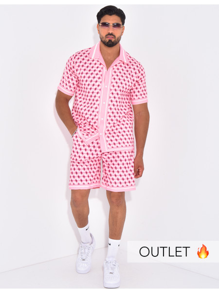 Ensemble short et chemise à motifs géométriques