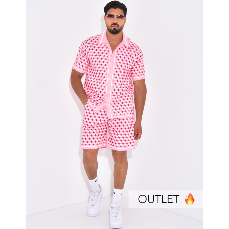Ensemble short et chemise à motifs géométriques