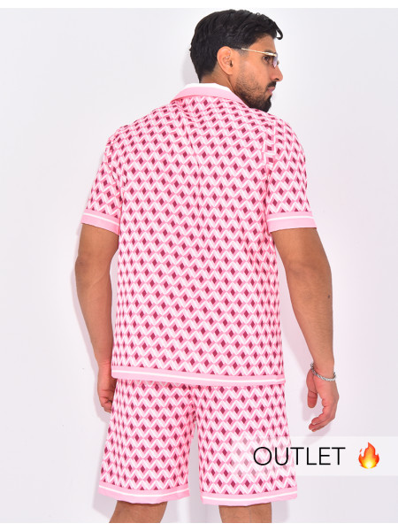 Ensemble short et chemise à motifs géométriques