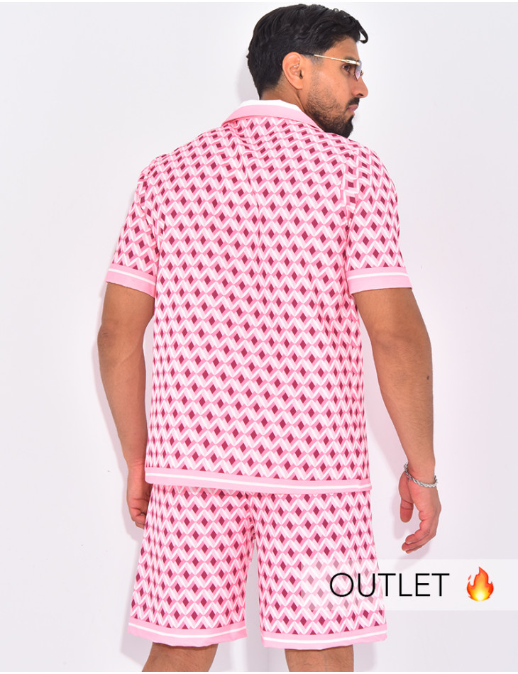 Ensemble short et chemise à motifs géométriques