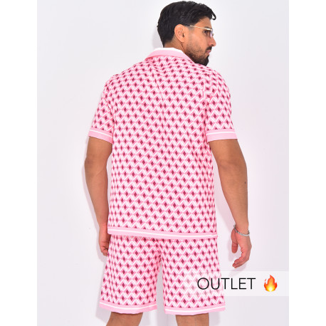 Ensemble short et chemise à motifs géométriques