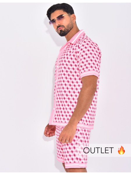 Ensemble short et chemise à motifs géométriques