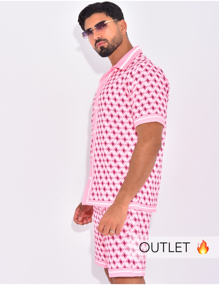 Ensemble short et chemise à motifs géométriques