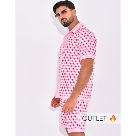 Ensemble short et chemise à motifs géométriques