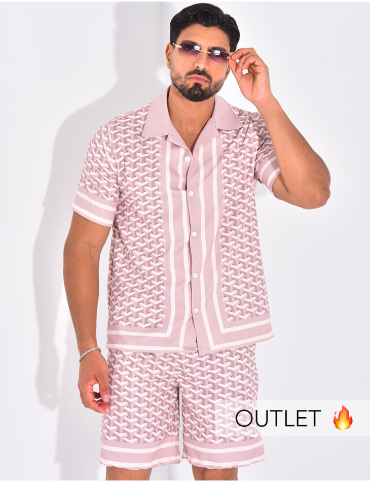 Ensemble short et chemise à motifs géomtriques