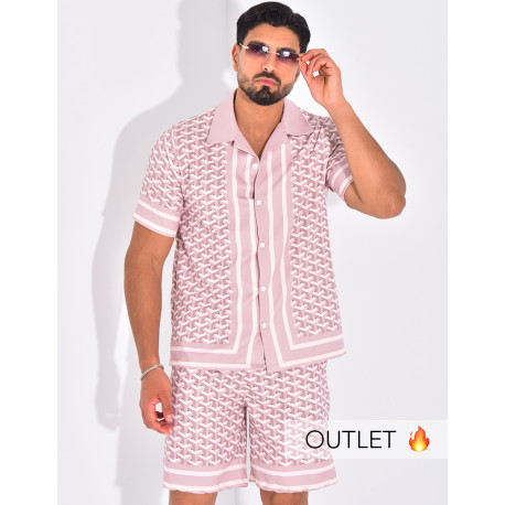 Ensemble short et chemise à motifs géomtriques