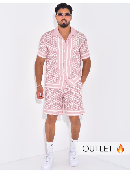 Ensemble short et chemise à motifs géomtriques