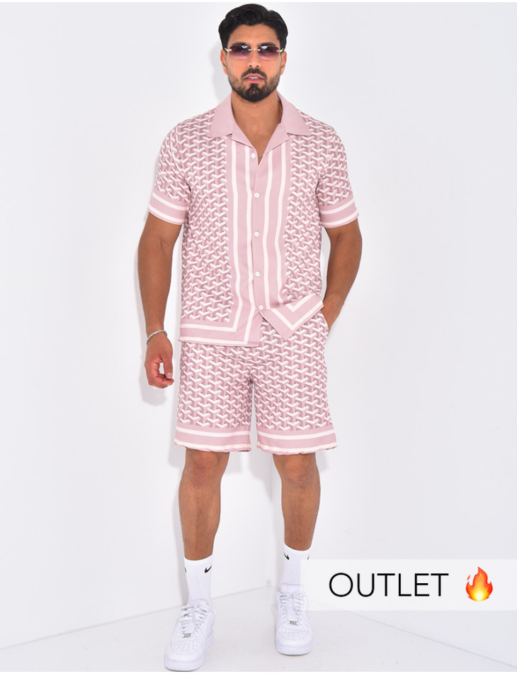 Ensemble short et chemise à motifs géomtriques