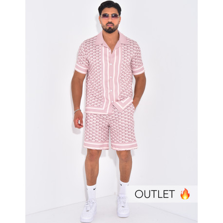 Ensemble short et chemise à motifs géomtriques