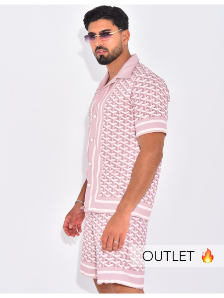 Ensemble short et chemise à motifs géomtriques