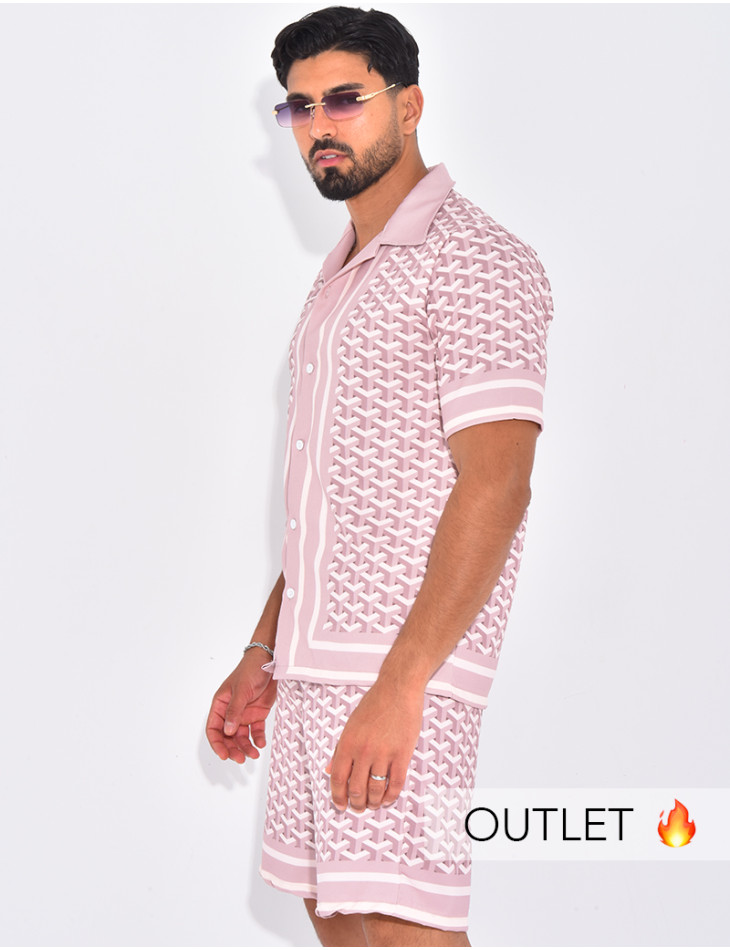 Ensemble short et chemise à motifs géomtriques