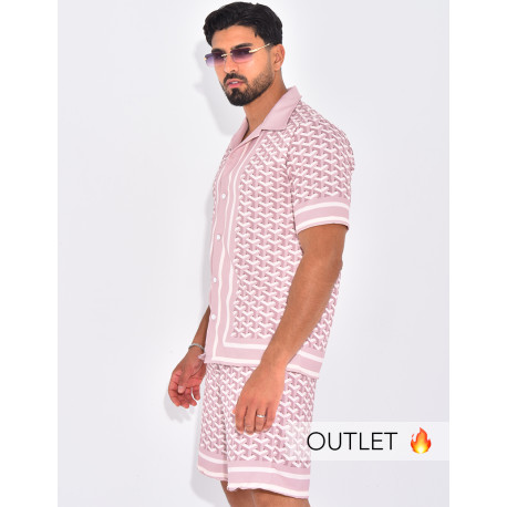 Ensemble short et chemise à motifs géomtriques