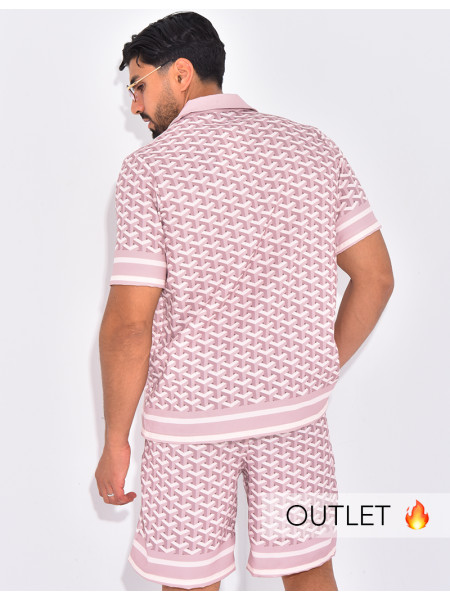 Ensemble short et chemise à motifs géomtriques