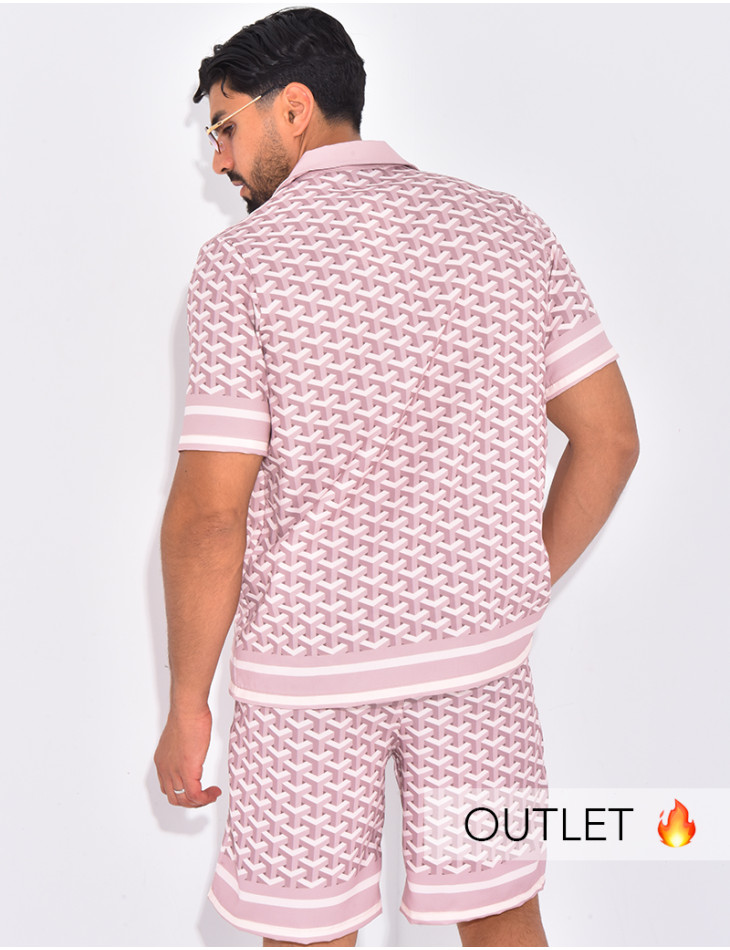 Ensemble short et chemise à motifs géomtriques