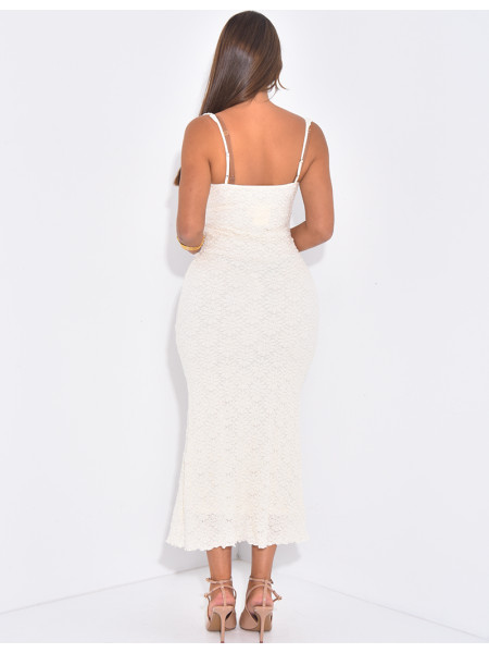 Robe longue texturée à volants