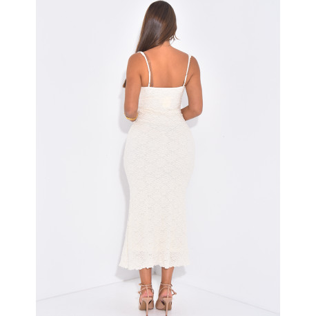 Robe longue texturée à volants