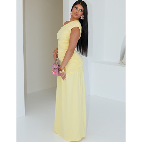 Robe longue froncée & asymétrique