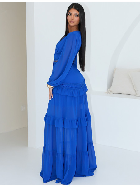 Premium long dress with ruffles & lace