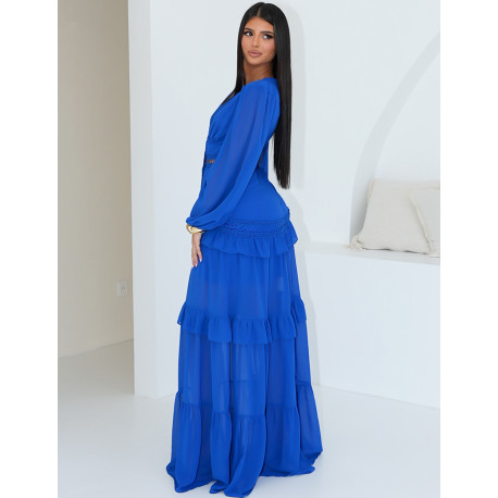 Premium long dress with ruffles & lace